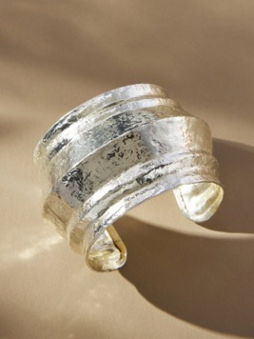 NWT Anthropologie Silver Wide Textured Cuff Bracelet